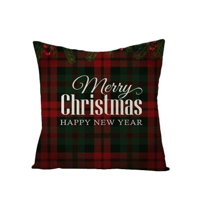 China Red Elk Anti-Static Warm Pillowcase Christmas Amazon Plaid Peach Skin Cushion Cover Square Sofa Pillowcase for sale