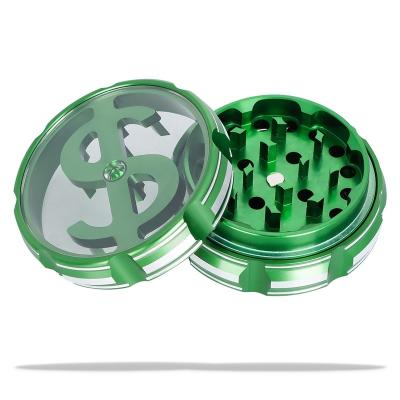 China Wholesale Grinder Rectified Customize Logo Compact 4-Piece Herb Grinder With Clear Skylight New Design Tobacco Spice Grinder for sale