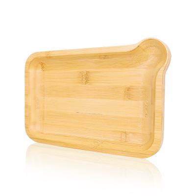 China Rolling Cigarette Herb Bamboo Wooden Rolling Tray Custom Logo Bamboo Wood Serving Trays Eco Friendly Restaurant Food for sale