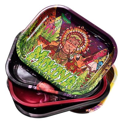 China Hot Portable Rolling Tinplate Tray Custom Logo Smoking Tray Wholesales Tinplate Metal Rolling Tray for sale