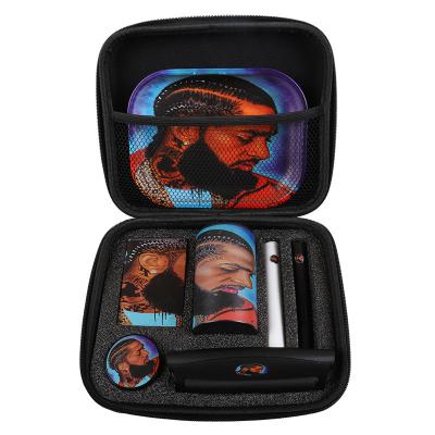 China Metal Smoking Set with Stash Pot Bag Set Tin Rolling Tray 3D Scale and Herb Grinder Set for sale