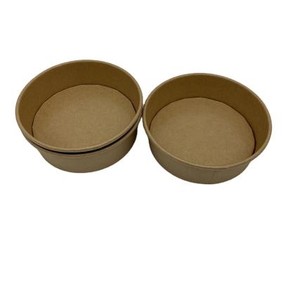 China Disposable Hot Selling High Quality Food Grade Kraft Paper Salad Bowl With Cover Lid for sale