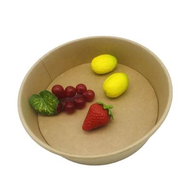 China Eco - Friendly Disposable Kraft Paper Bowl Packaging Cup Take Away Salad Bowl With Lid for sale