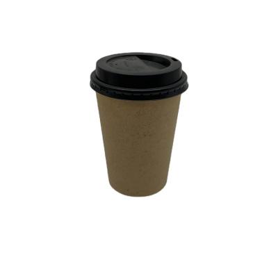 China Disposable Double Wall 12oz Kraft Paper Cup For Hot Drinking With Black PS Lid for sale