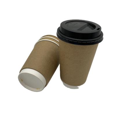 China Disposable 120z Kraft Paper Cup With Black PS Lid for sale