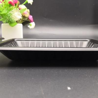 China Disposable Disposable Food Packaging PLA Rectangular Black And White Meat Tray For Sale for sale