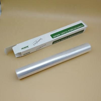 China Food Grade Packaging Film Strong Compostable Moisture Proof Clear PLA Rolls Cling Wraps for sale