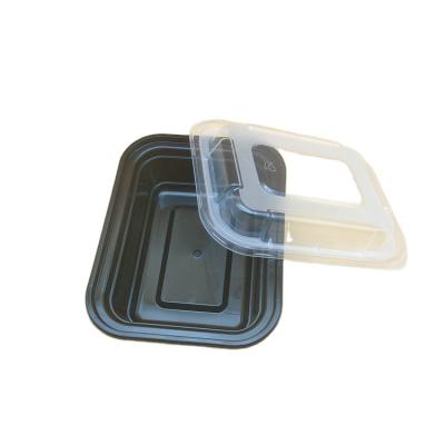 China Minimalist disposable cheap wholesale plastic black lunch container with clear cover for sale