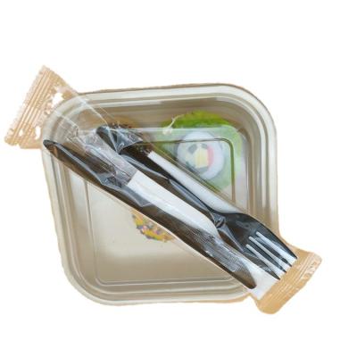 China Minimalist Wohlesale PP Disposable Black Fork And Knife Takeout PP Cutlery Set With Napkin And Plastic Bag for sale