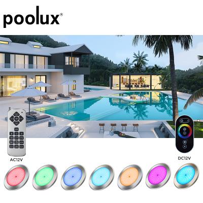 China 2021 New Resin Filled Thin Flat 260mm 316SS DC12V 8mm Pool Led Swimming Pool Bottom Water Light for sale