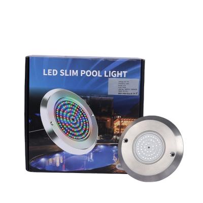 Cina 2022 Underwater Pool Light Resin Filled IP68 RGBW AC 12V Super Slim Wire Drawing Bench 316 Stainless Steel 10mm Underwater Pool Light in vendita