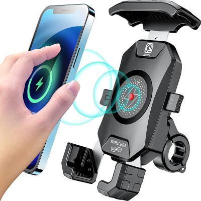 China KEWIG Adjustable Aluminum Alloy Mountain Bike Phone Holder with 15W Radio and 20W USB C Charger for for Motorcycle Fit 4