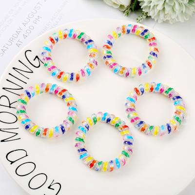 China Elastic Hair Ring Tpu Rubber Scrunchies Telephone Wire Hair Ties 5cm Custom Candy Color Curly Hair for sale