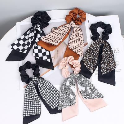 China Scrunchie Female Hair Scrunchies Spring New Floral Printed Scarf Knotted Pretty Elastic Hair Scrunchies Hair Ropes for sale