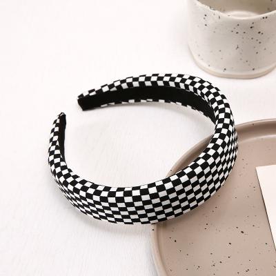 China Wholesale Girl Hair Decoration Vintage Women Headbands New Plaid Polyester Girls Hair Accessories Make Up Headband for sale