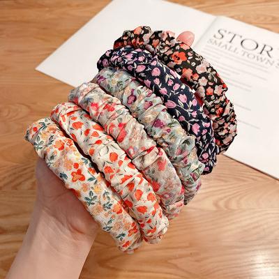 China 2022 Wholesale Hair Decoration Print Hair Band Plaid Flower Headband Makeup Bohemian Headband For Girl for sale