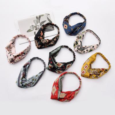 China New Arrived Girl Hair Decoration Fashion Women Hair Accessories Flower Headband With Knot Elastic Hair Band Headband for sale