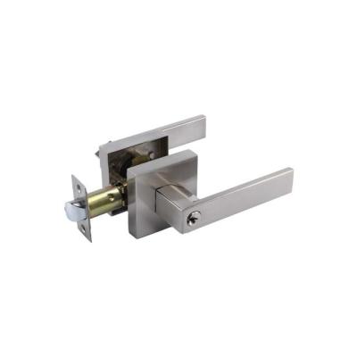 China Apartment Modern Contemporary Zinc Alloy Square Indoor Door Handles Lever Slim Interior Door Handles for  Bathroom Or Bedroom door lock for sale