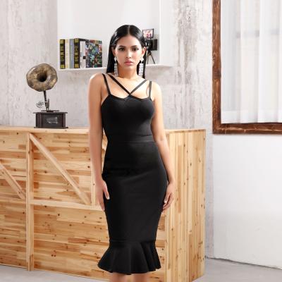 China Latest Bargain Price Halter Bodycon Midi Party Bandage Breathable Fishtail Dresses for sale