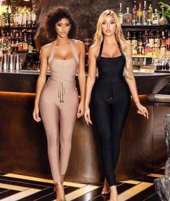 China Fashion Celebrity Evening Party Bodycon Bandage Anti-Static Full Length Overalls For Women for sale