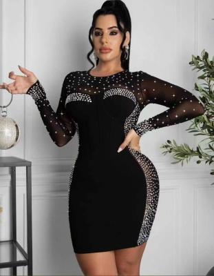 China Fashion Anti-Static Women Long Sleeve Celebrity Evening Party Hot Sale Rayon Bandage Dress for sale