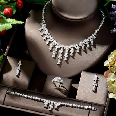 China D.C.A. CZ CLASSIC Hot Selling Bridal Necklace And Earring Set Leaf Shape African Jewelry Set Nigerian Wedding for sale