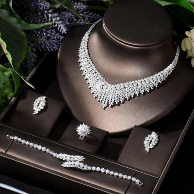 China CLASSIC American Large Bridal Jewelry 4pcs Set Geometric Design Diamond Earring Jewelry Set For Women Wedding Party Gifts for sale