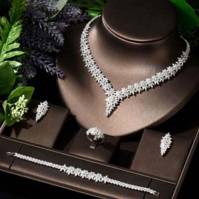 China CLASSIC Luxury Indian Jewelry Set For Women Cubic Zircon Crystal Dubai Bridal Jewelry Set Wedding Party for sale