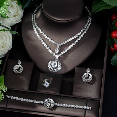 China CLASSIC 4pcs Dubai Zirconia Bridal Jewelry Sets For Women Party, Luxury Nigeria CZ Crystal Wedding Jewelry Sets for sale