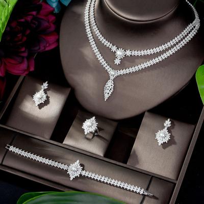 China CLASSIC Luxury High Quality CZ Stone Wedding Jewelry Set For Women Wedding Engagement Set for sale