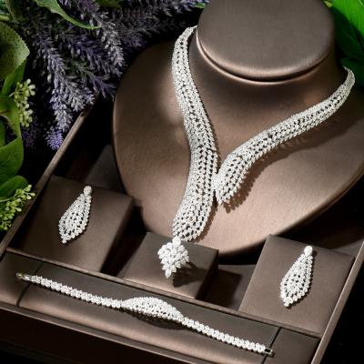 China CLASSIC Luxury Big Design Women Jewelry Set Cubic Zirconia Necklace Dubai Dress Fashion Jewelry Set for sale