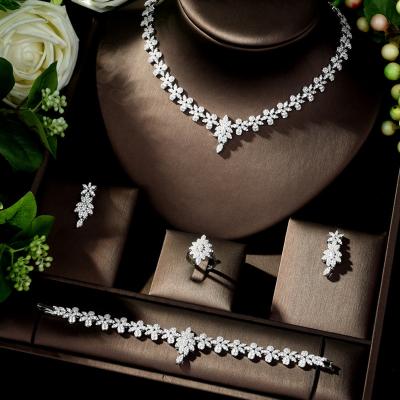 China CLASSIC Fashion Design 4pcs Necklace Earring Set Cubic Zirconia Jewelry Sets For Women Wedding Bridal Accessories for sale