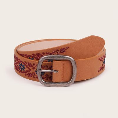 China Wholesale Classic Excellent Quality Women's Waist Belt Fashion Flower Embroidery Belt for sale