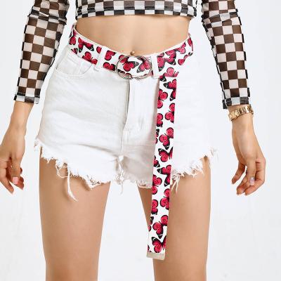 China Popular And Stylish Strip Printing Butterfly Printing Women Soft Polyester Factory Wholesale Belt for sale