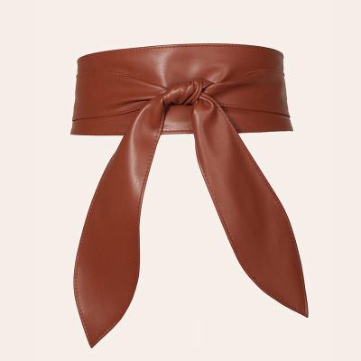 China Wholesale High Quality Soft Leather Knot Design Elegance PU Wide Corset Belt For Women for sale