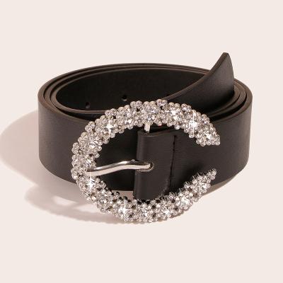 China Rhinestone Bling Bling Belt New Shiny Crystal Rhinestones Women PU Women Listing Studded Belt for sale