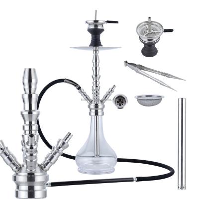 China Large Size SS304 2022 Style Stainless Steel Shisha 4 Hole Luxury German High Quality Stainless Steel Hookah Set for sale