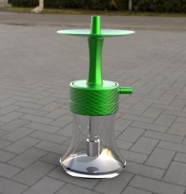 China SS304 Hookah 1 Hose Aluminum Alloy Light Green Hookah With Glass Vase for sale