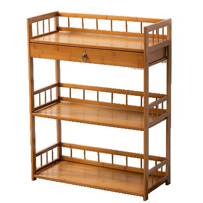 China Factory Direct Shelf 3-Tier Storage Rack Sustainable Multifunctional Shelving Bathroom Bamboo Shelf for sale