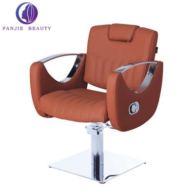 China China Traditional Factory Orange Portable Barber Shop Chairs Reclining Make Up Chair Rotary Reclining Barber Chair for sale