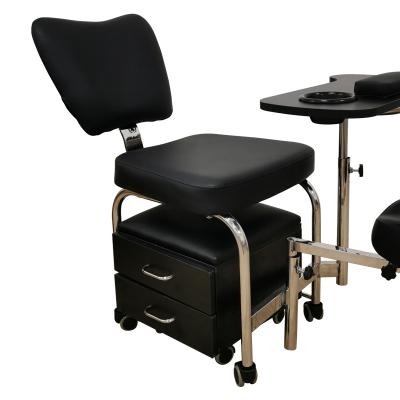 China Modern Luxury Salon Equipment Furniture Package Manicure Table Nail Desk Chair Throne Pedicure Chairs Clear Black Top Metal Wood for sale