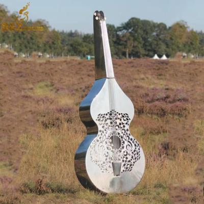 China Europe Abstract Musical Instrument Stainless Steel Sculpture Garden Music Guitar City Decoration Sculpture for sale