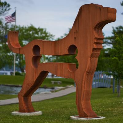 China Abstract 304 Corten Stainless Steel Sculpture Dog Sculpture Europe Large City Garden Decoration for sale