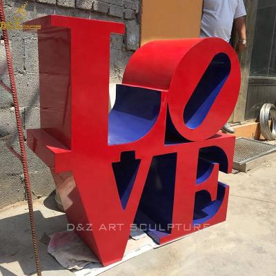 China Large Art Metal Garden Red Abstract Modern Outdoor Europe Stainless Steel Love Sculpture for sale