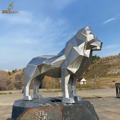 China Europe life size modern mirror outdoor garden decor stainless steel lion animal sculpture for sale for sale