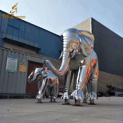 China Europe Modern Huge Large Size Sculpture 304 Stainless Steel Elephant Animal Sculpture for sale