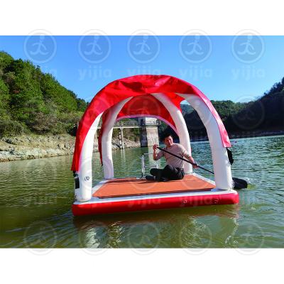 China 6-8 Person Outdoor Lake Inflatable Floating Water Play Island With Tent Water Park Customized for sale