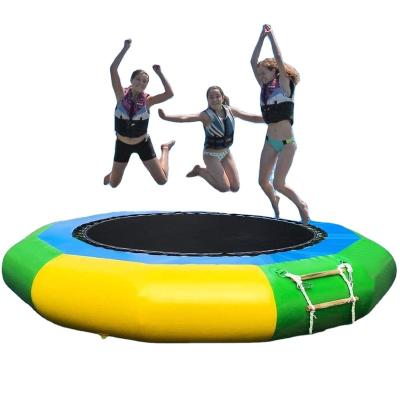 China 0.9mm PVC Tarpaulin Inflatable Water Park Equipment Trampoline Water Sports Floating Bouncer Jump Up Inflatable Floating Trampoline For Adults for sale