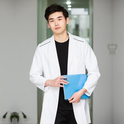 China Anti-wrinkle Fornycais 2019 new fashion slim men doctors wear white coats, coveralls long sleeve plastic surgeons for sale