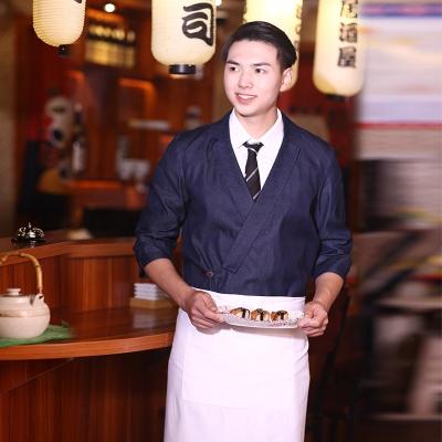 China Japanese Sushi Chef Japanese Clothing Anti-wrinkle Sauce Son Kitchen Chef Use Blue Jeans Men Spring And Summer Clothing Sleeve for sale